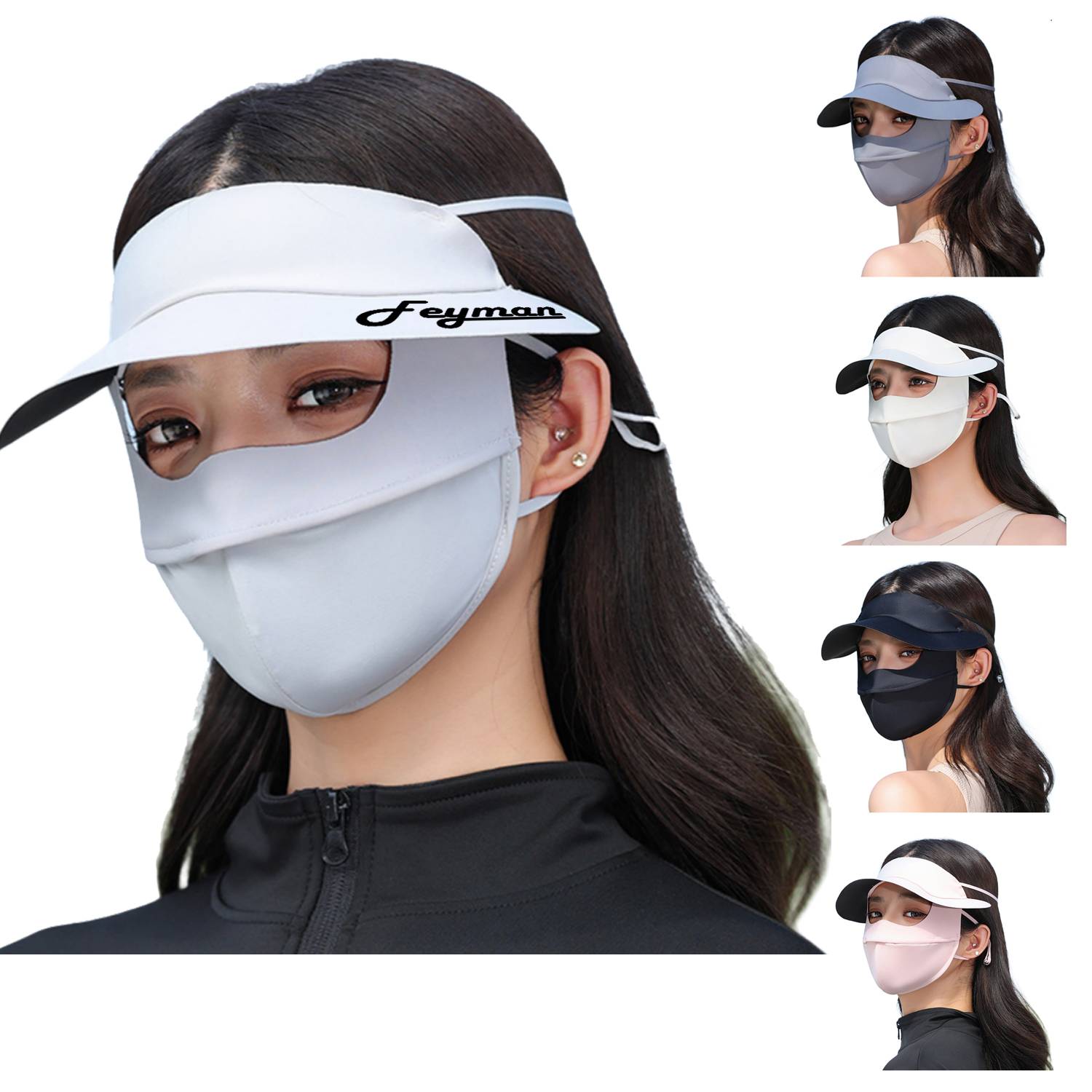 Summer Black Rubber Brim Sunscreen Mask Cap