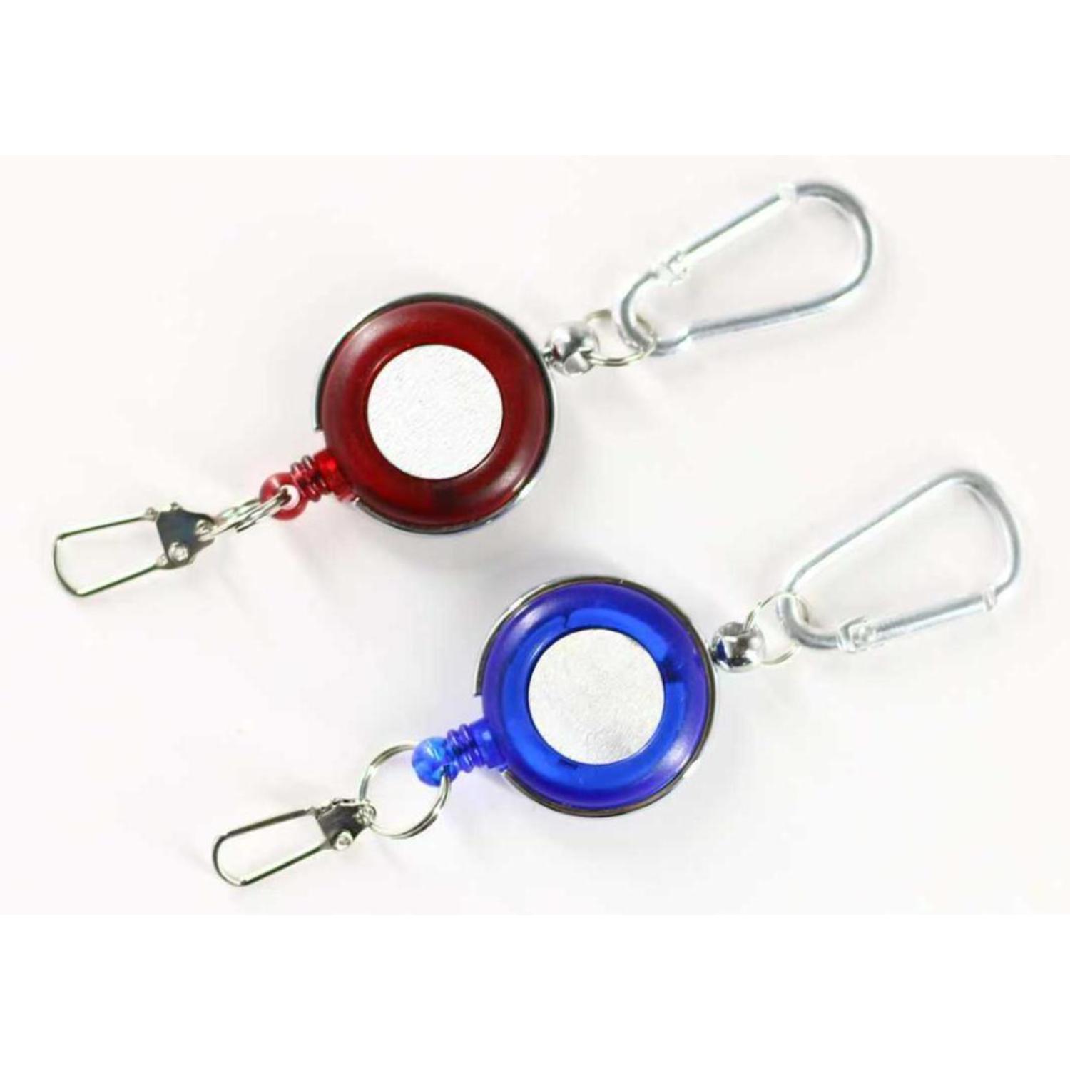 Transparent Round Badge Reel Holder w/ Carabiner & Keyring