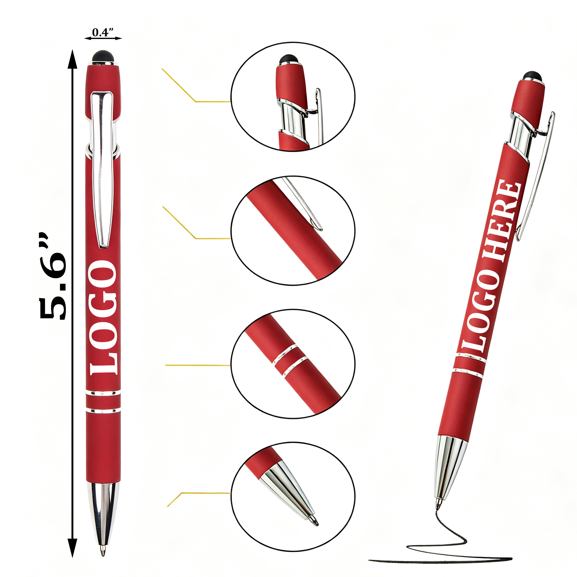 Stylus Soft Touch Rubberized Metal Ball Point Pen 7