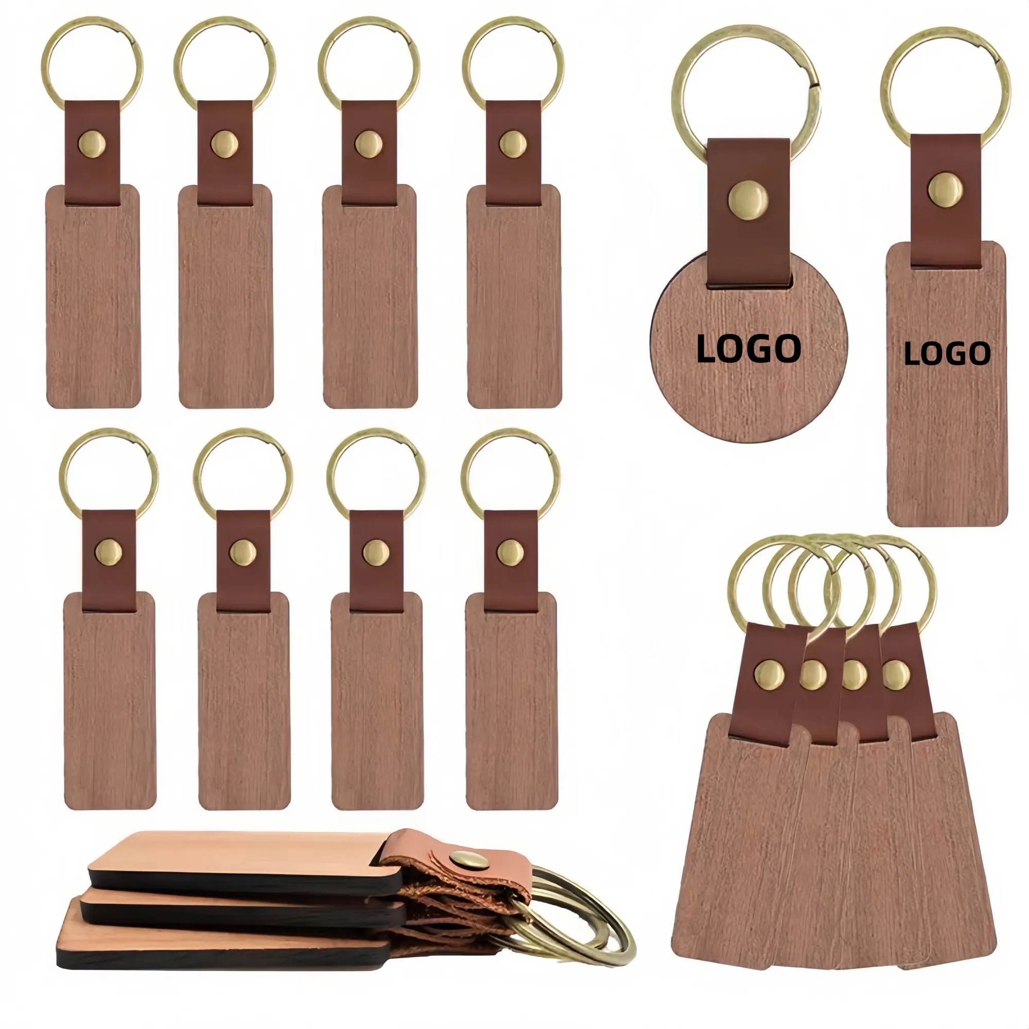 Personalized Wood Keychain Blanks DIY Engraving Up 6