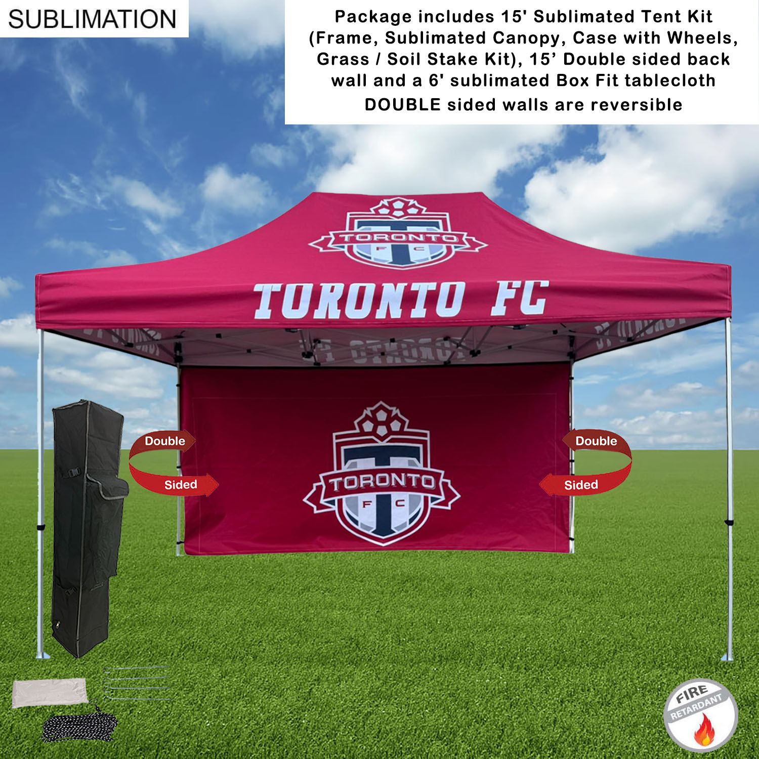 Tent Backwall Package 2, 15' Sublimated Tent Kit and 15' Full DOUBLE sided backwall 26