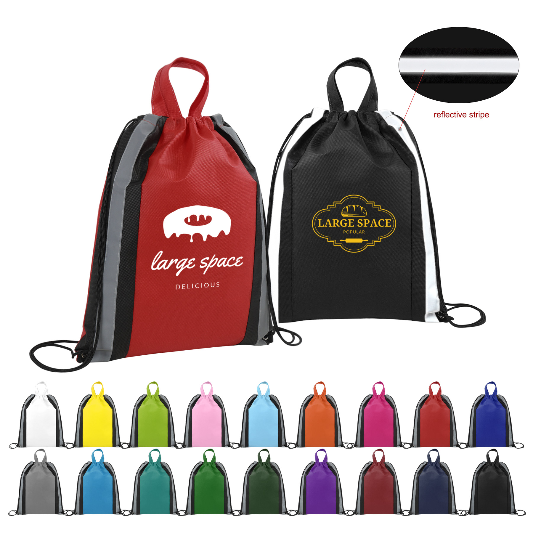 Small Reflective Non-Woven Drawstring Bag