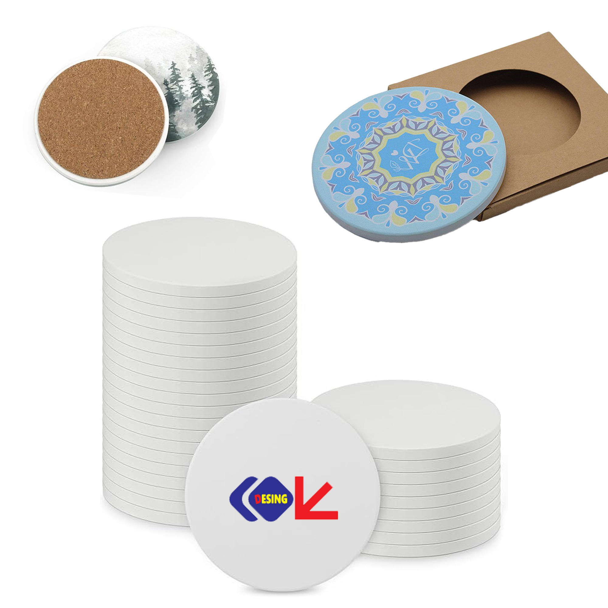 Full Color Custom Absorbent Ceramic Coasters 2