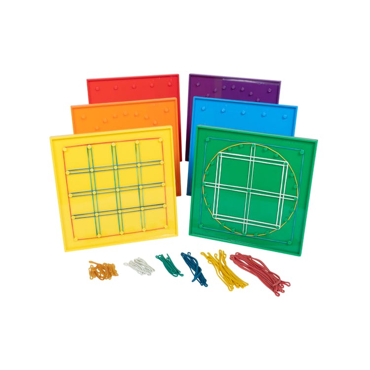 Double-Sided Geoboard Set - 6 Pack 120 Rubber Bands 3