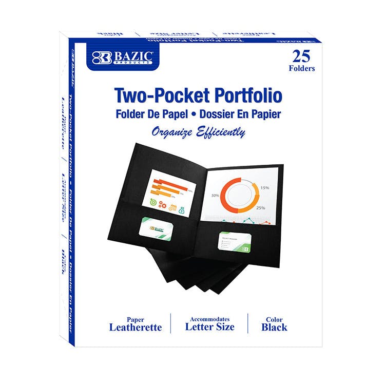 2 Pocket Folders - Black 25 Pack 2