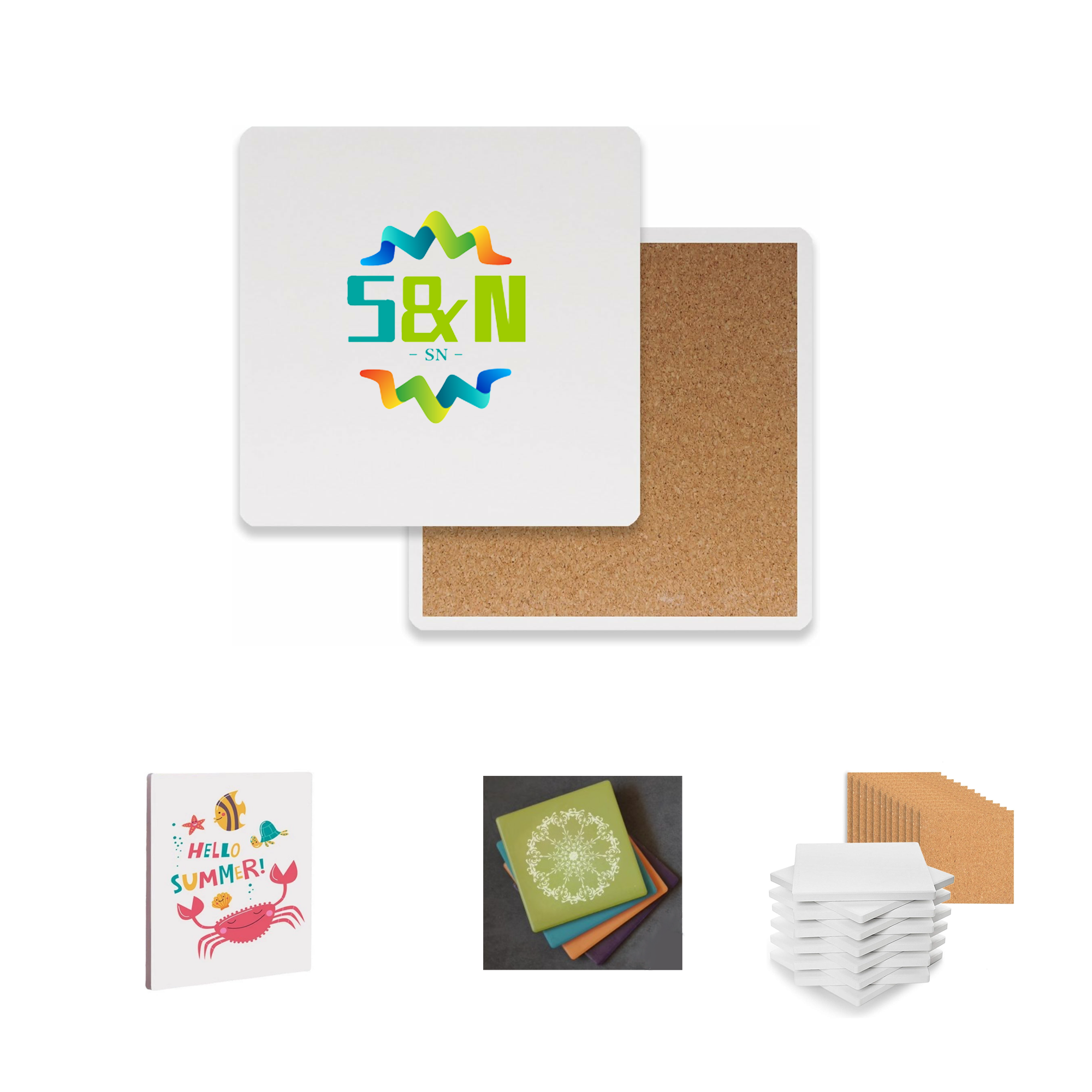 Full-color Square Ceramic Cup Coasters 4