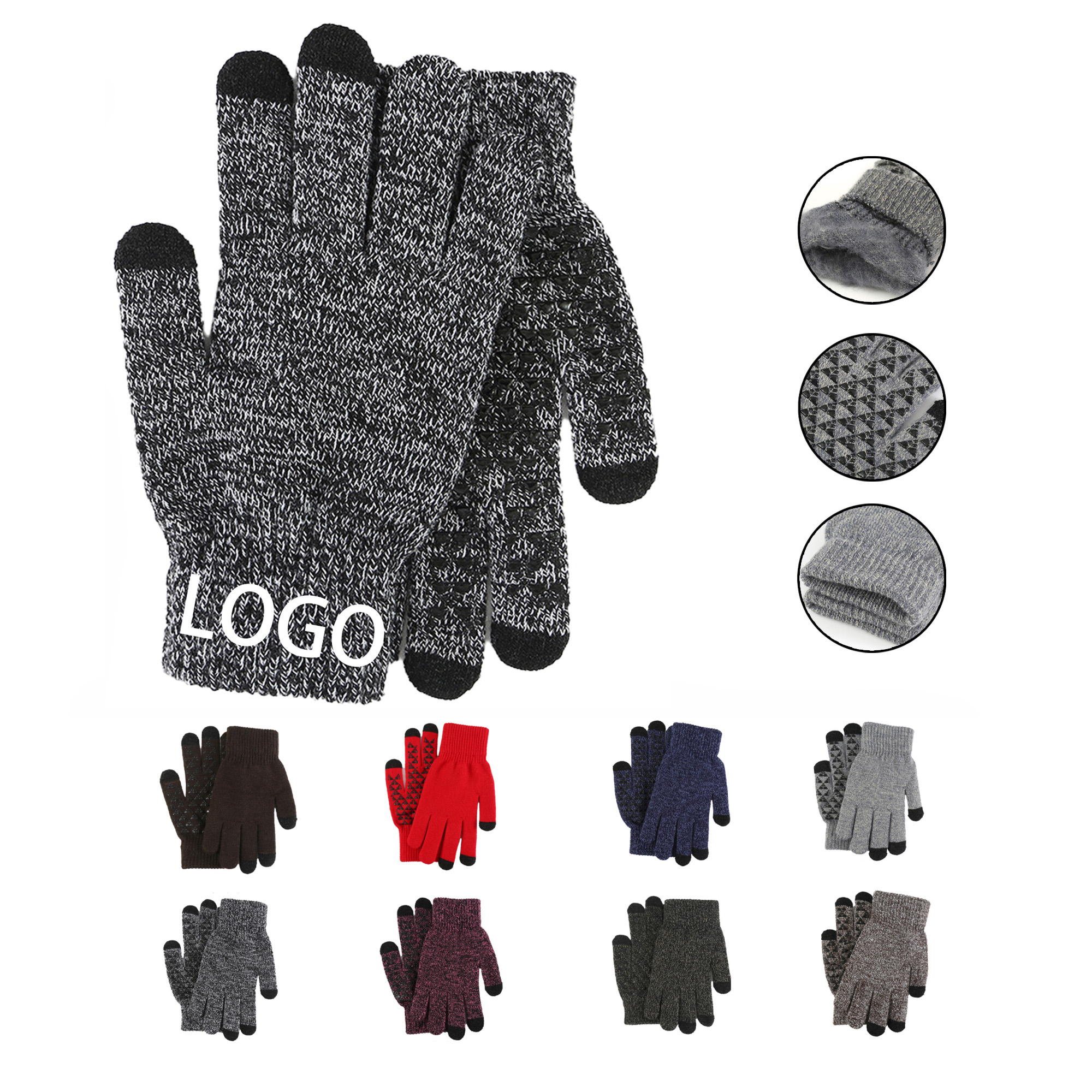 Non-slip Touchscreen Knitted Gloves MOQ 20 4