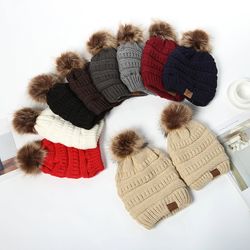 Solid Ribbed Beanie with Pom