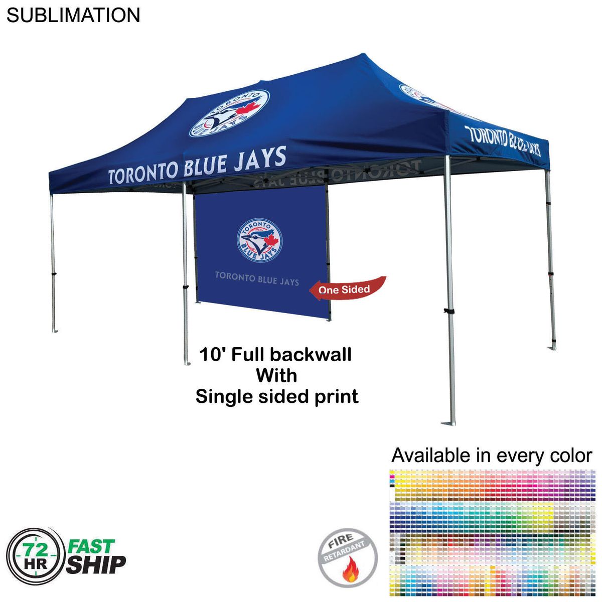 fiel 72 Hr Fast Ship - 10' Back Wall for 10x20 Tent Kit Sublimated Single Sided Print #SU770-7