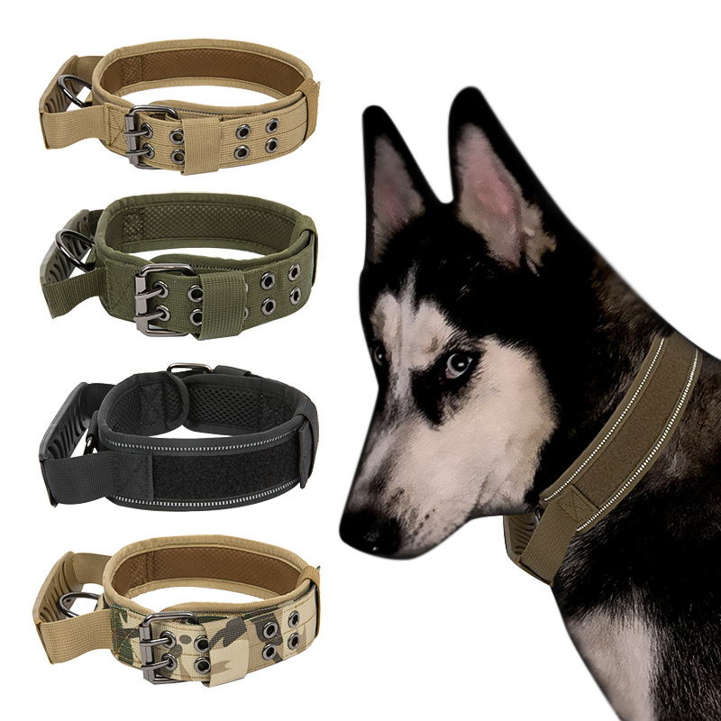 Tactical Dog Collars Adjustable Thick Nylon Handle