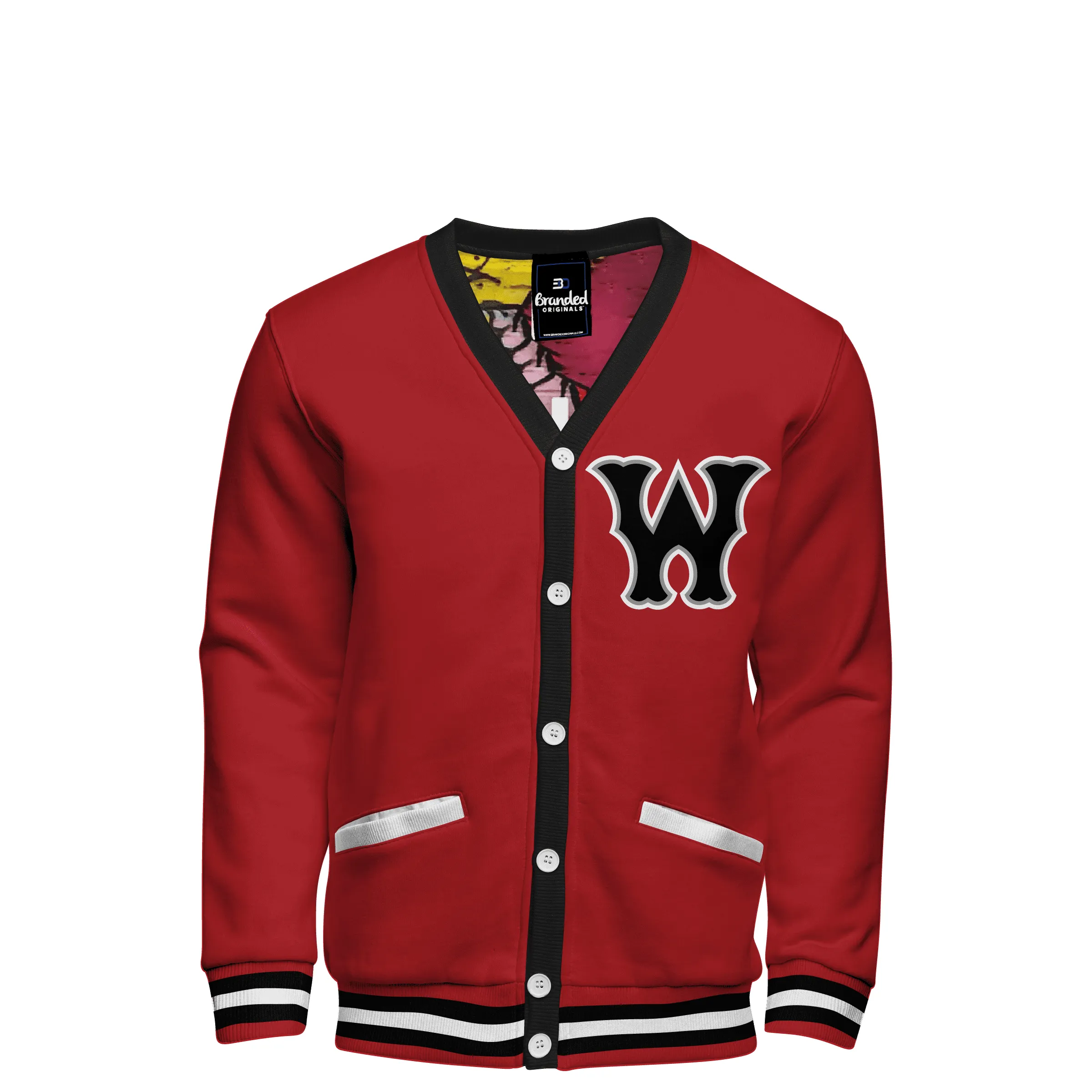 Fleece Varsity Cardigan With Custom Printed Lining 11