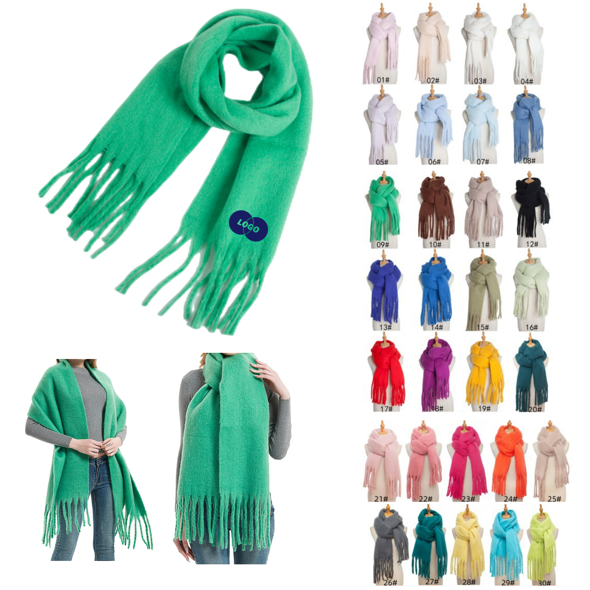 Winter Women's Tassel Scarf Shawl 9