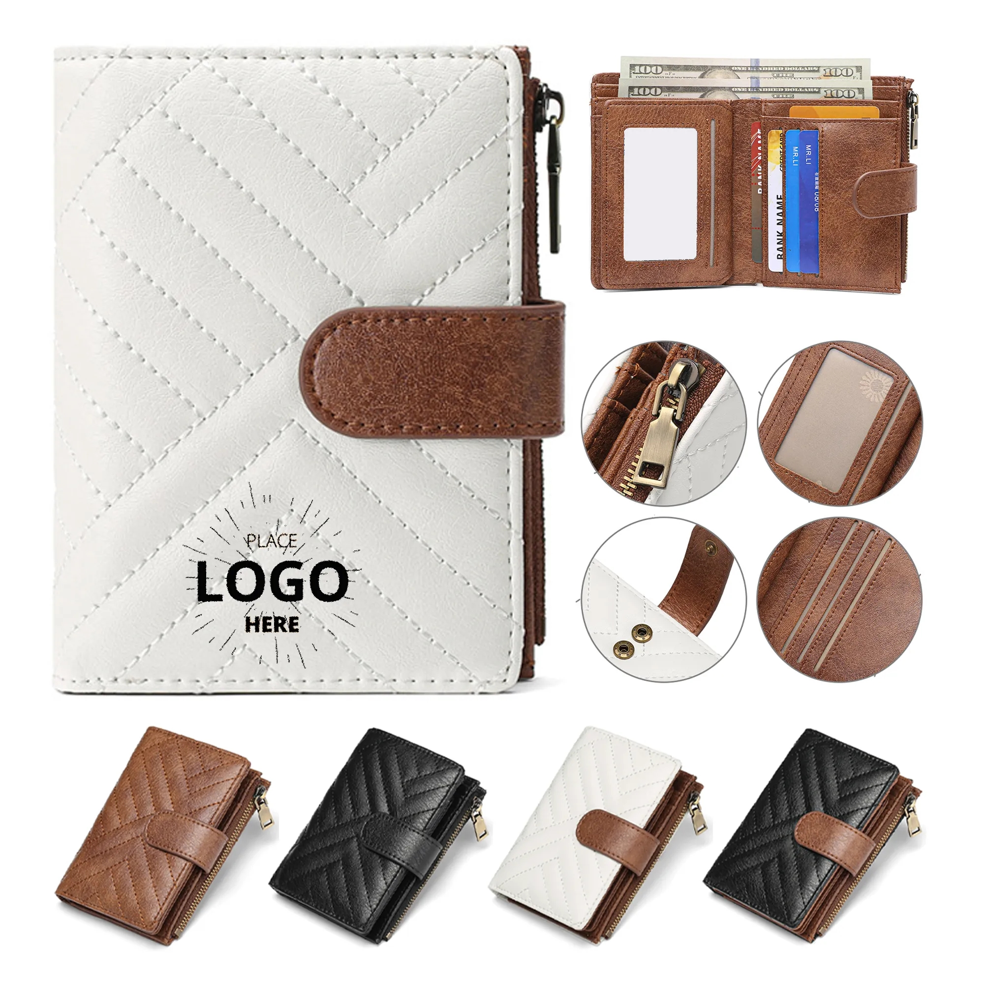 Women Leather Bifold Small Wallet