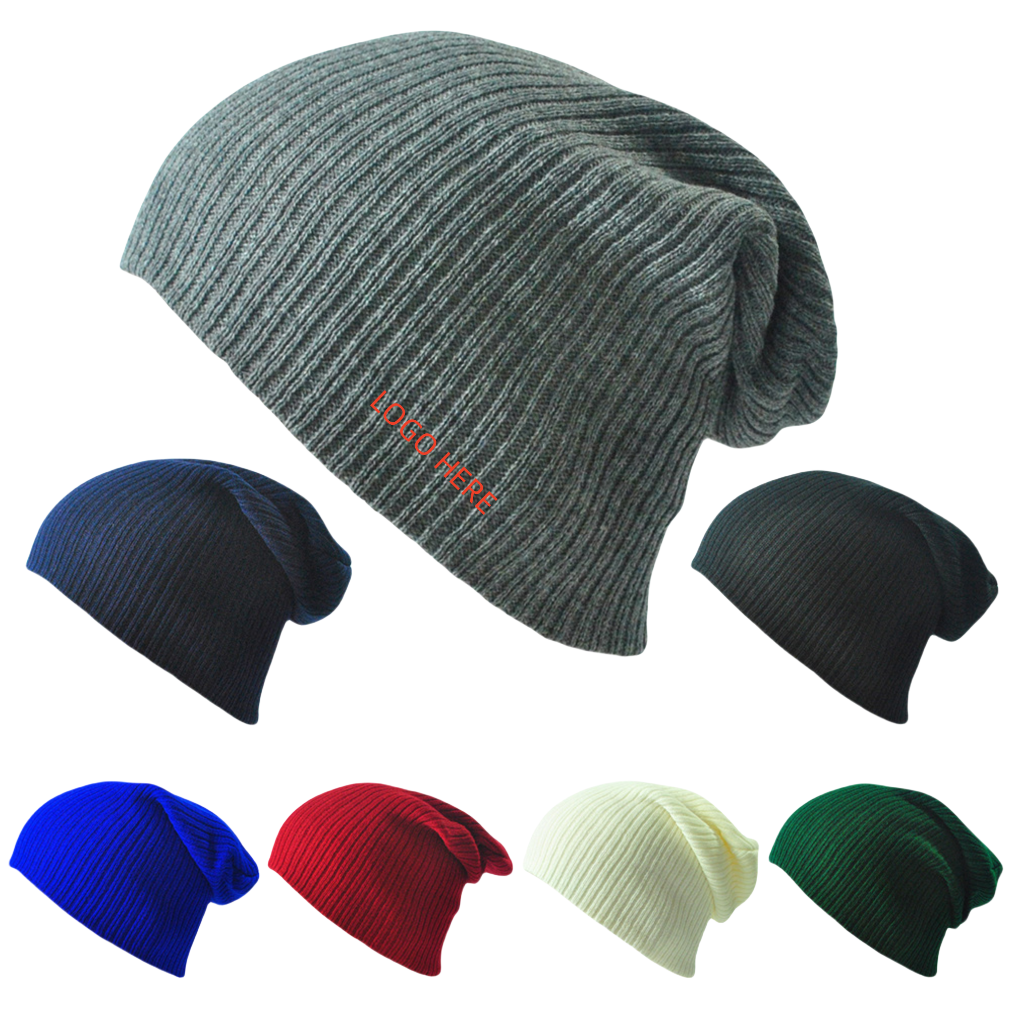 Pure Color Acrylic Striped Slouch Beanies
