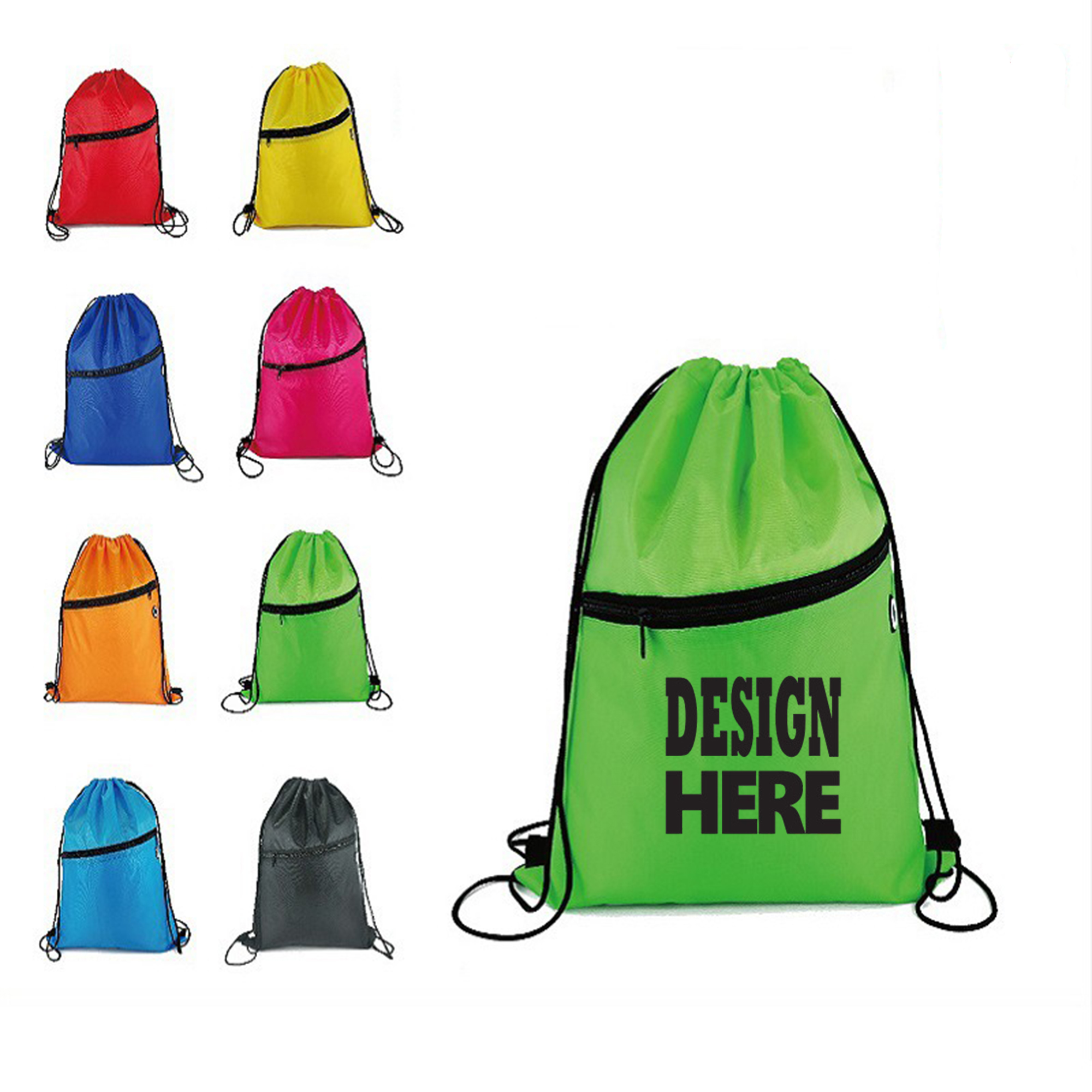 Polyester Oxford Zipper Drawstring Backpack 3