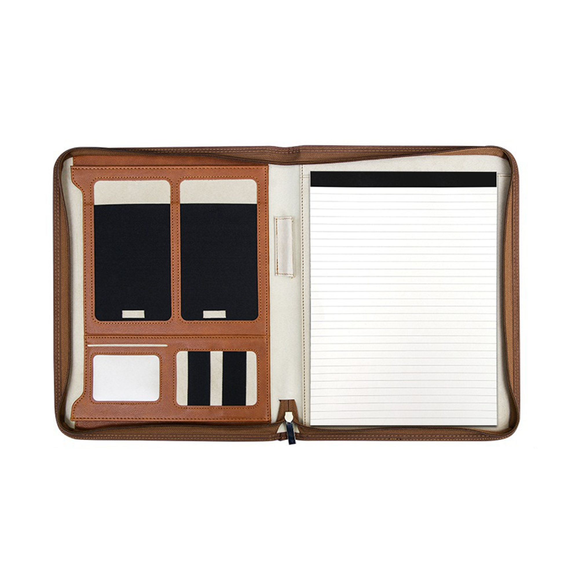 A4 Polyurethane Zipper Padfolio With Sticky Notes 10