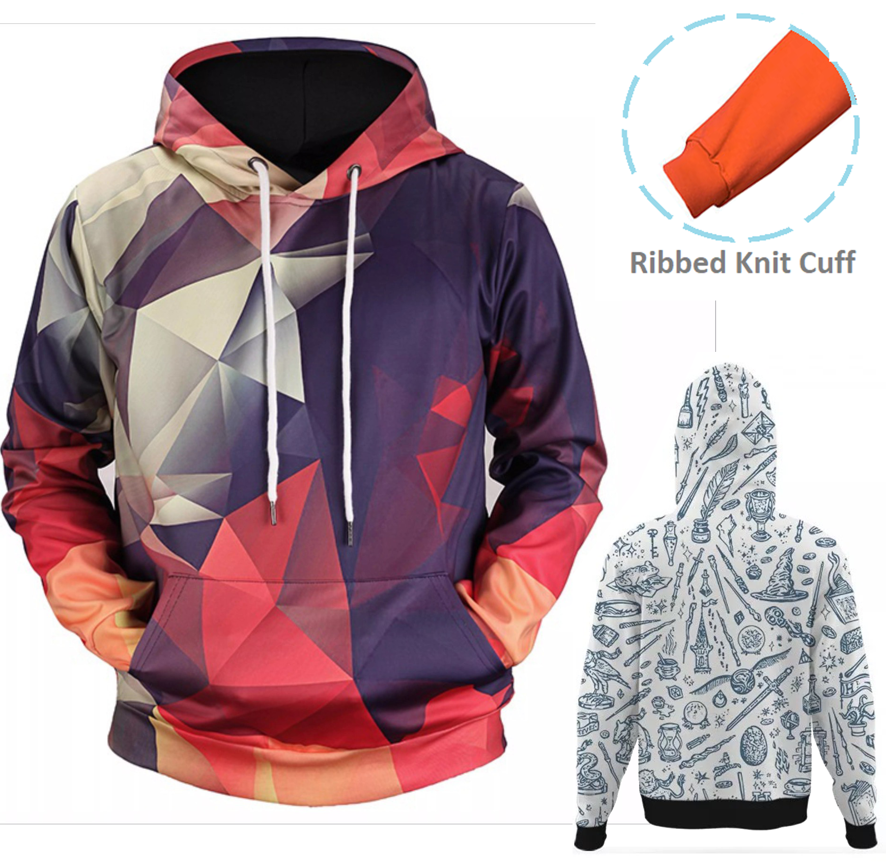 Unisex 280 GSM Spandex Interlock Fleece Sublimation Hoodie