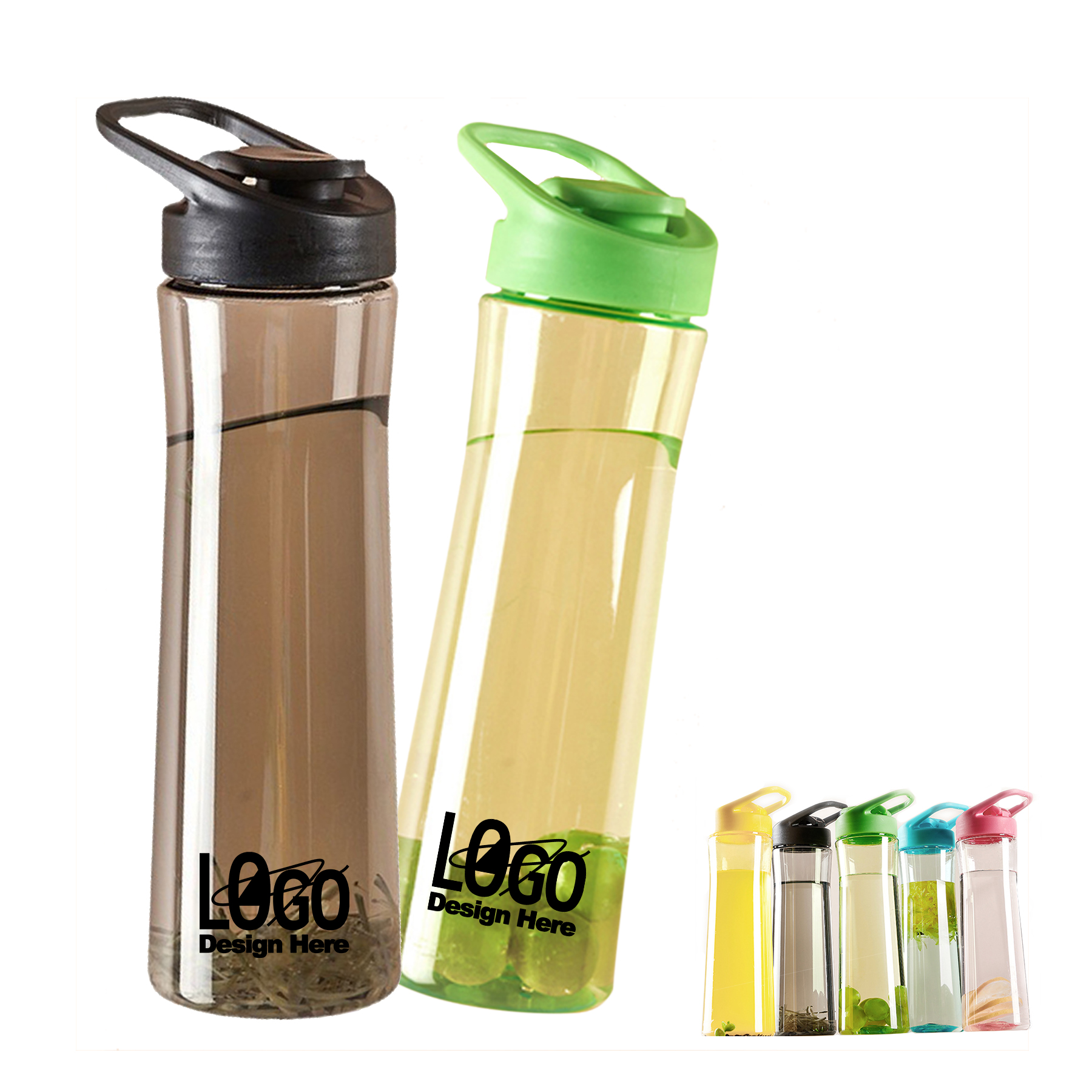 Custome 22Oz Ergonomic Curved Sports Water Bottle With Flip Top Lid For Hydration