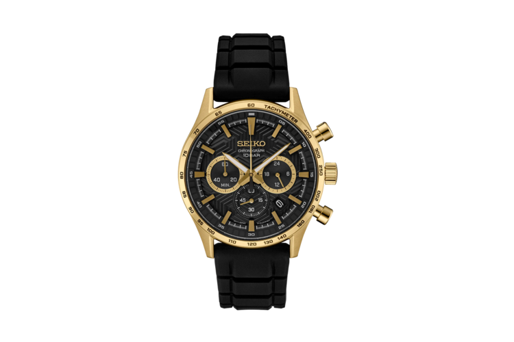 Seiko Men's Essentials Chronograph Black Silicone Watch