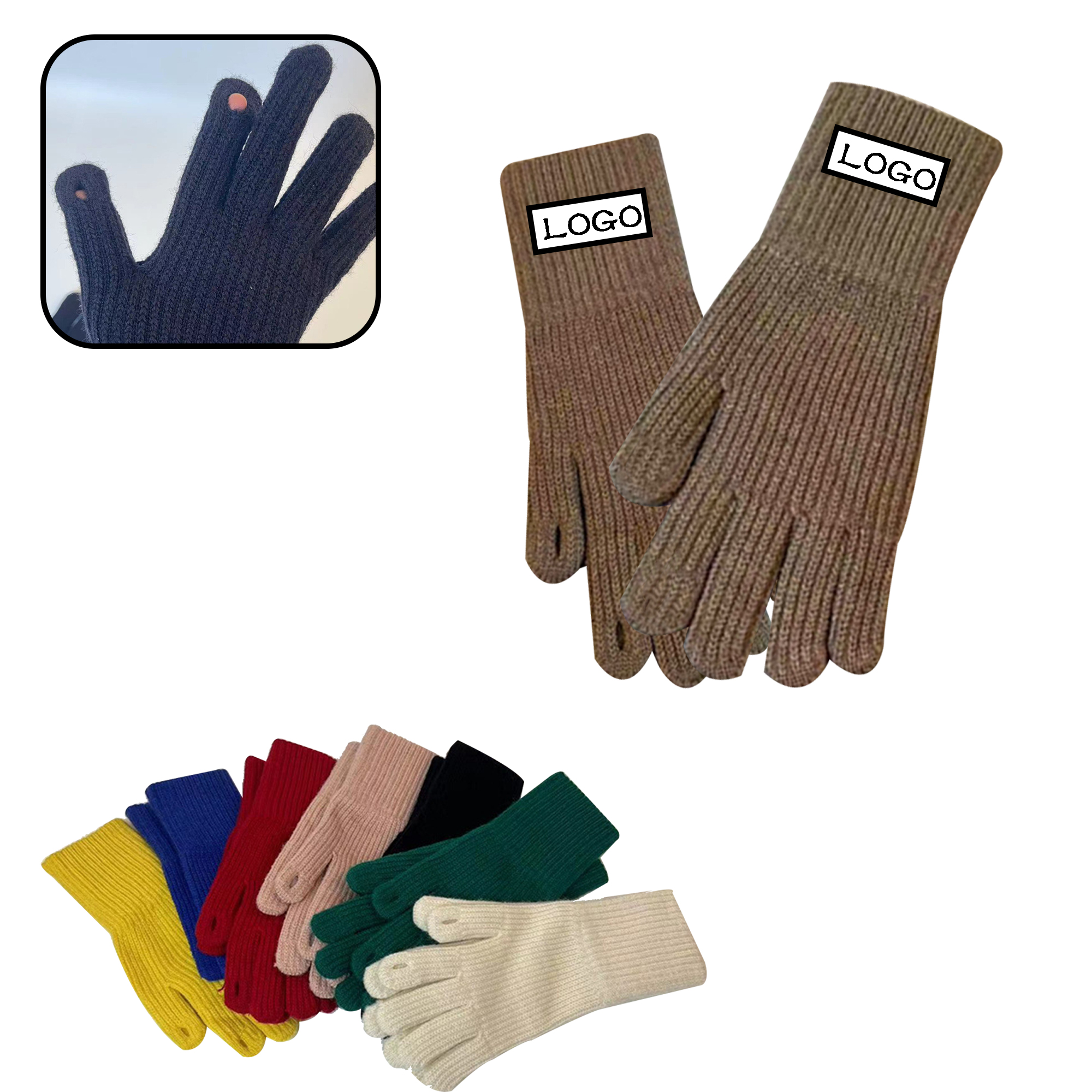 MOQ 100 PCS Knit Touchscreen Gloves 4