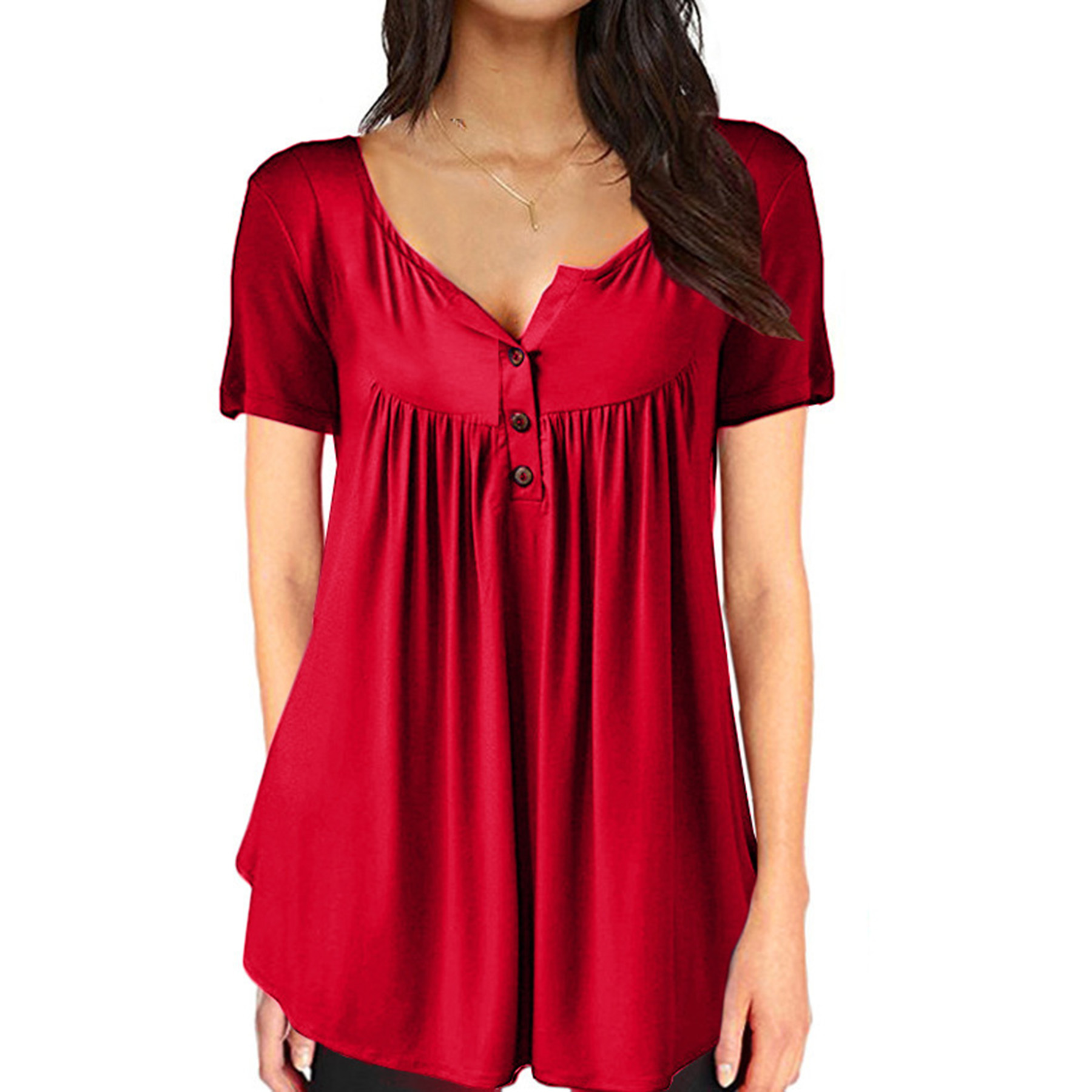 Women's Long Sleeve Henley Shirt Casual Button Up Tunic Tops 22