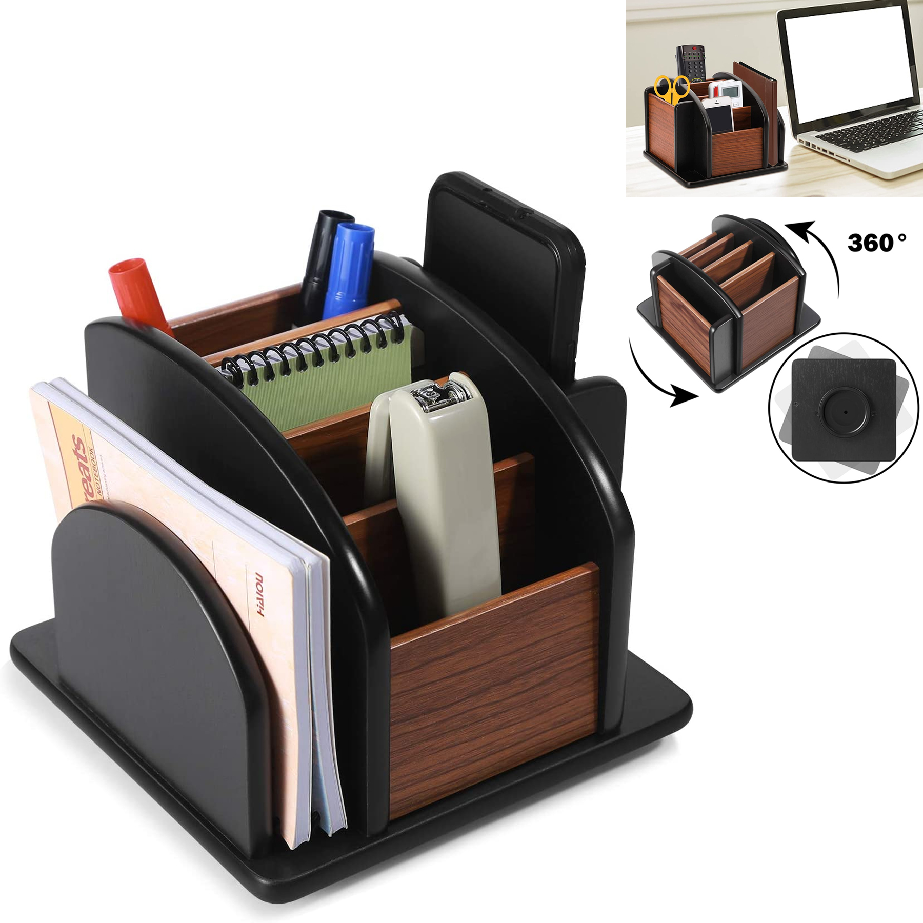 Wooden Desktop Office Supplies Storage Holder 5