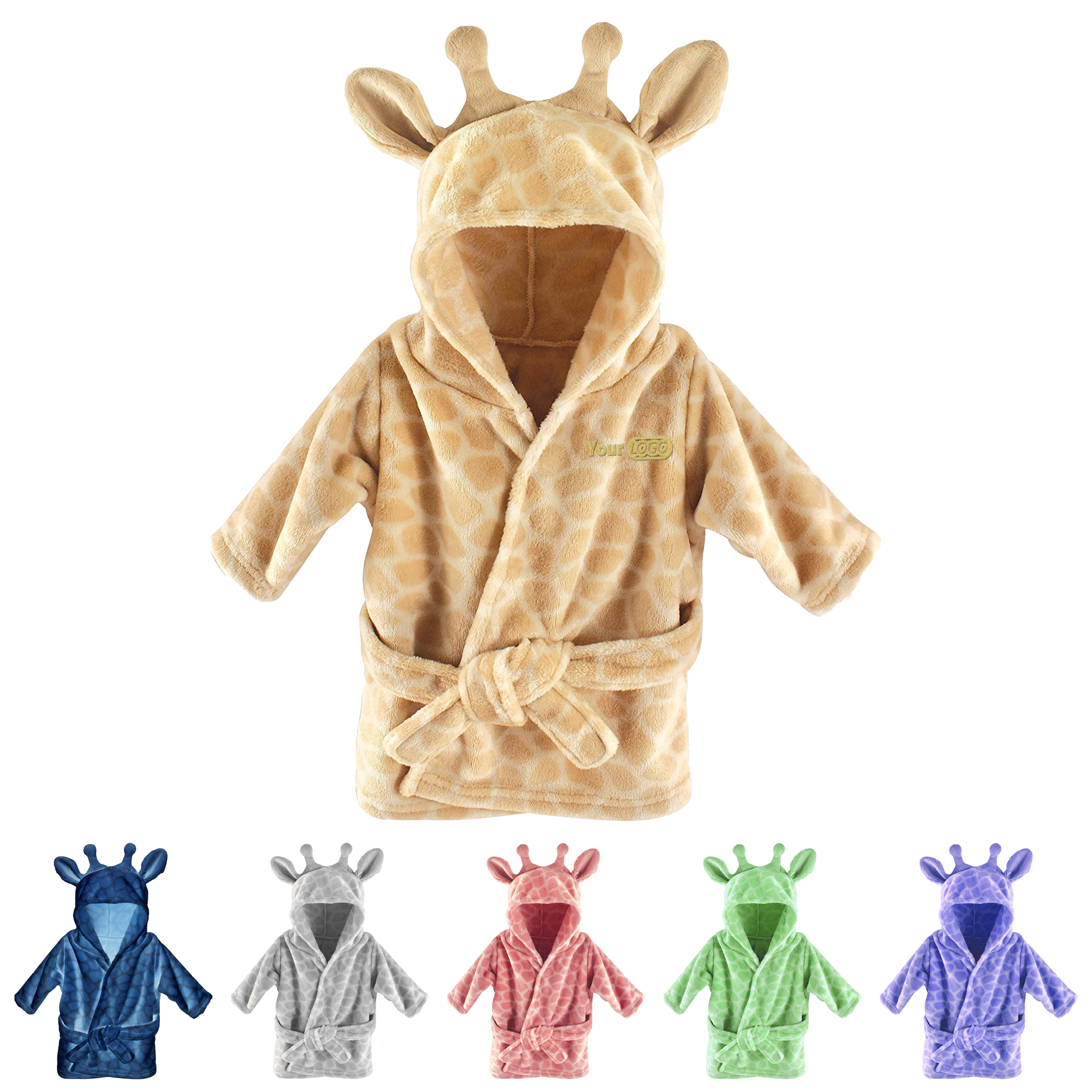 Other Fabric Plush Hooded Toddler Bathrobe With Cute Animal Design 7