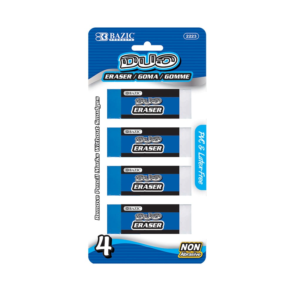 Pencil Erasers - Two-Tone Vinyl 4 Pack