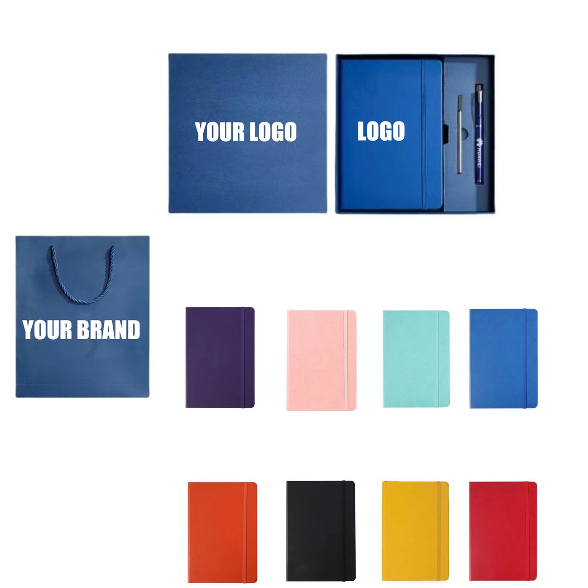 200 Pages PU Leather Personalized A5 Journal Notebook Set with Pen & Gift Box