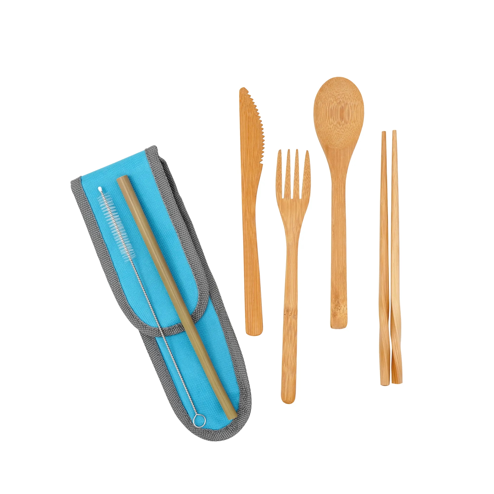 Custom Logo Bamboo Tableware Portable Set Outdoor Camping 9
