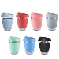 Reusable Glass Coffee Mug Travel Cup with Spill Proof Lid