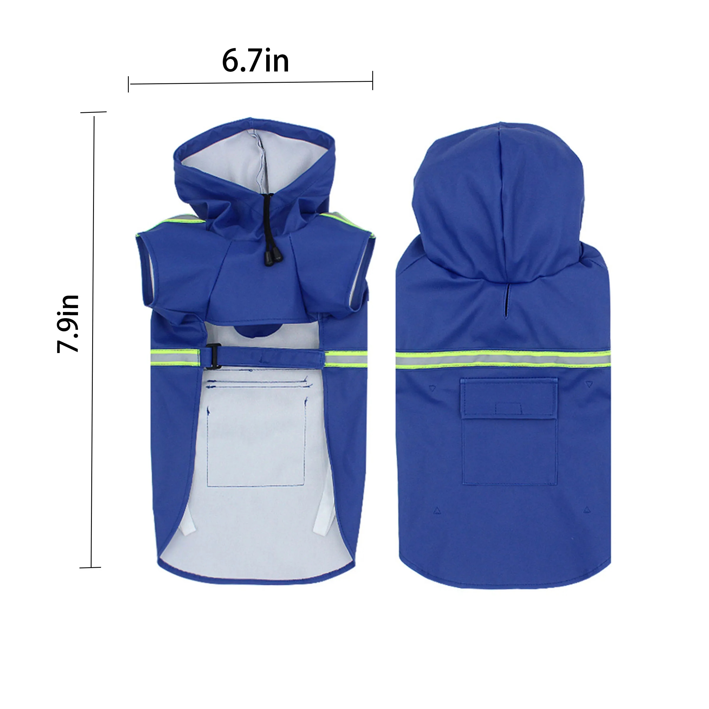Polyurethane Pet Waterproof Reflective Hooded Raincoat 7