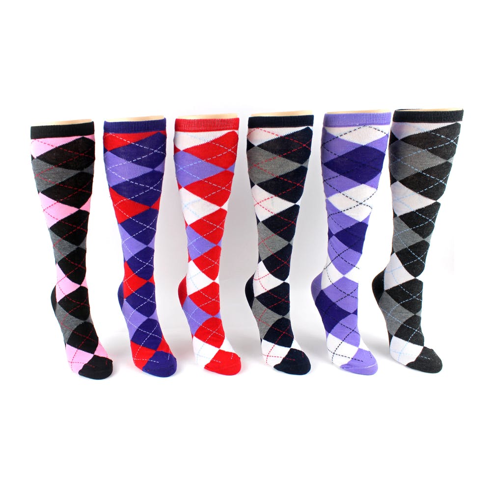 Women's Knee-High Socks - Argyle Print Size 9-11 3