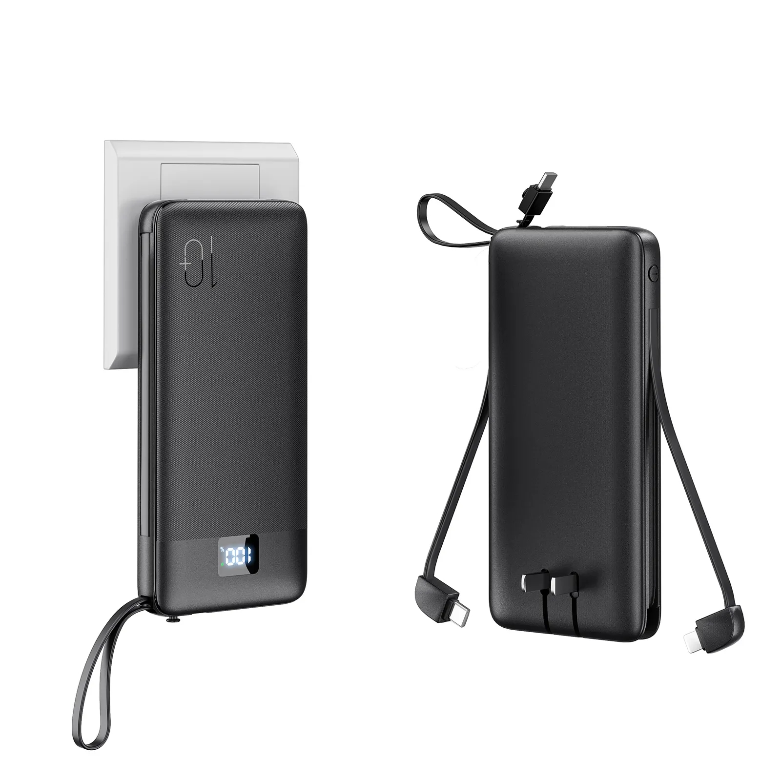 10000mAh Power Bank with Built-in Cables and AC Wall Plug 15