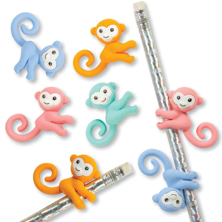 Monkey Eraser Pencil Toppers Assorted 24 Pack 3