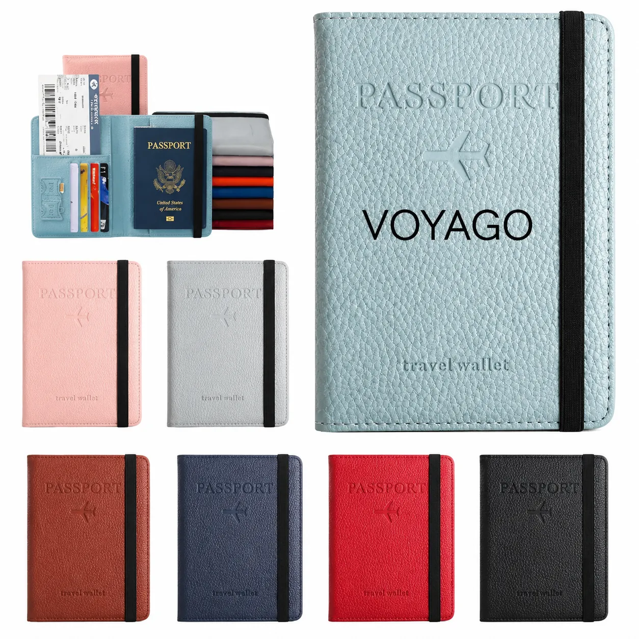 Multi-Pocket Passport Wallet with Elastic ID Holder 26