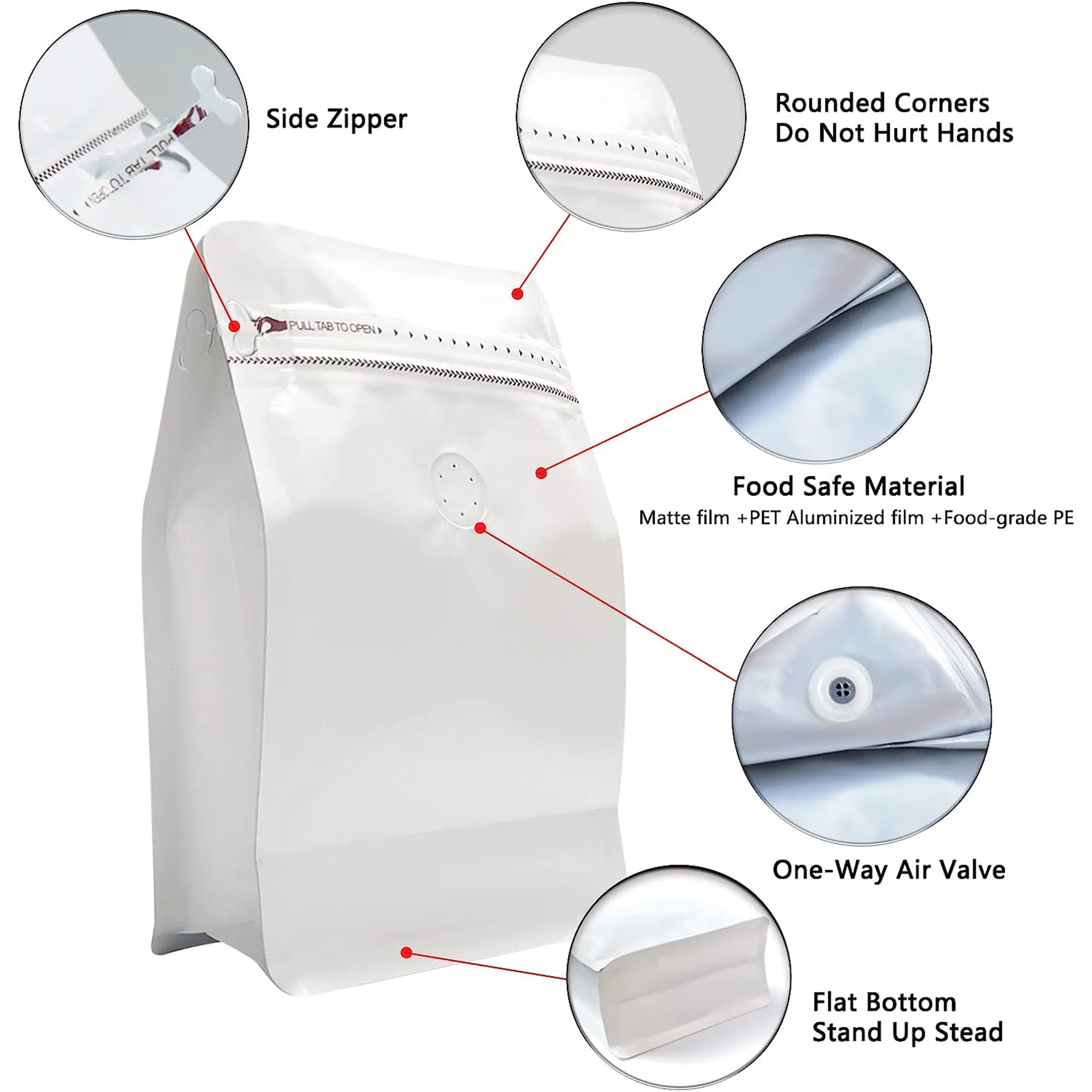 Stand Up Coffee Bean Pouch Zipper Packaging Bag 12