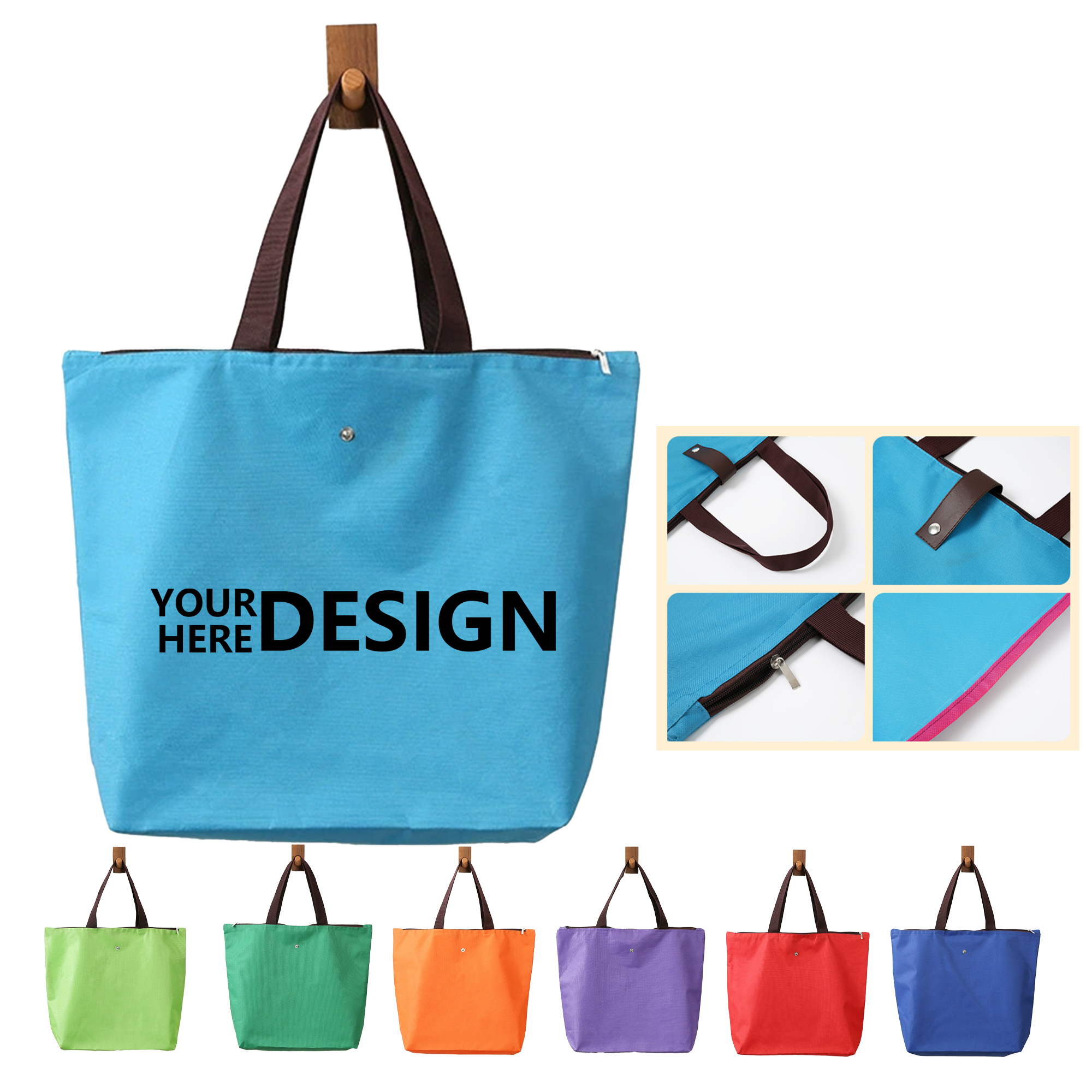 Portable Foldable Oxford Cloth Shopping Bag, custom tote bag with logo imprint 3