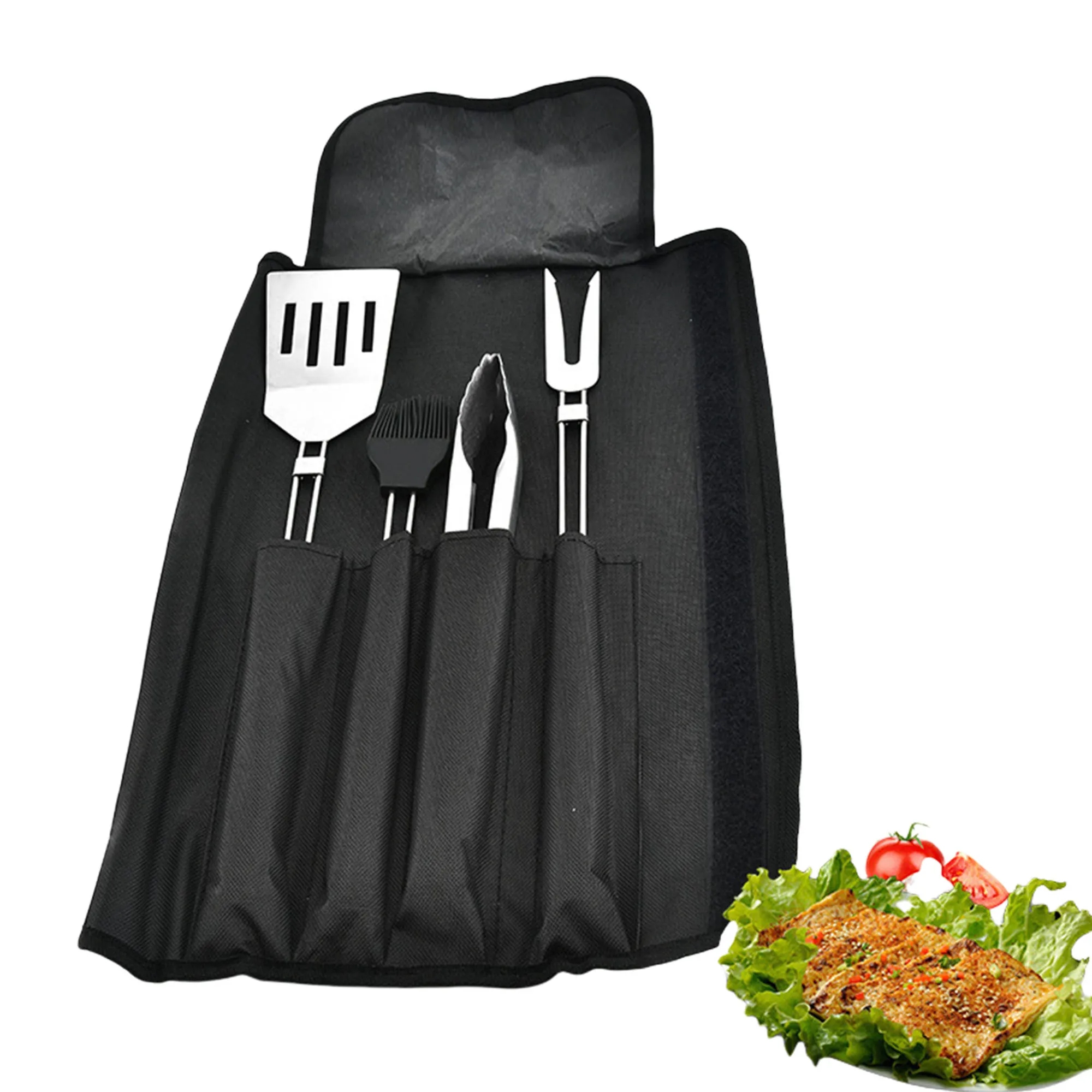 4-Piece BBQ Tool Set with Wrap Bag 10
