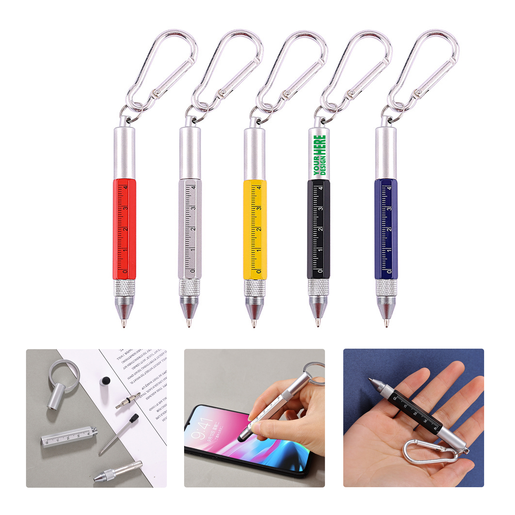 MOQ 50 Multifunctional Keychain Tool Pen with Ruler and Bottle Opener 2