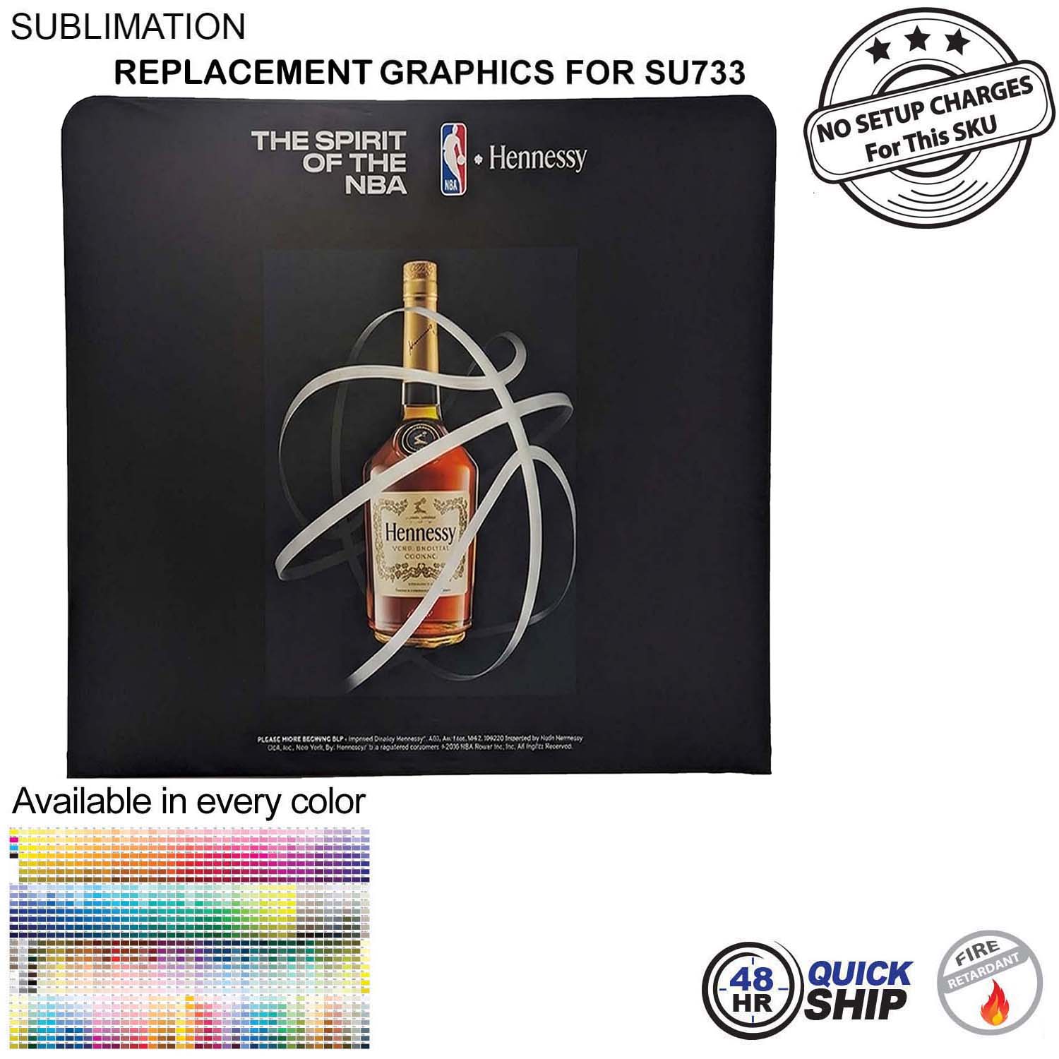 48Hr Quick Ship - Replacement Graphics Double Sided 8'W x 8'H EuroFit Tension Fabric Slip on cover 16