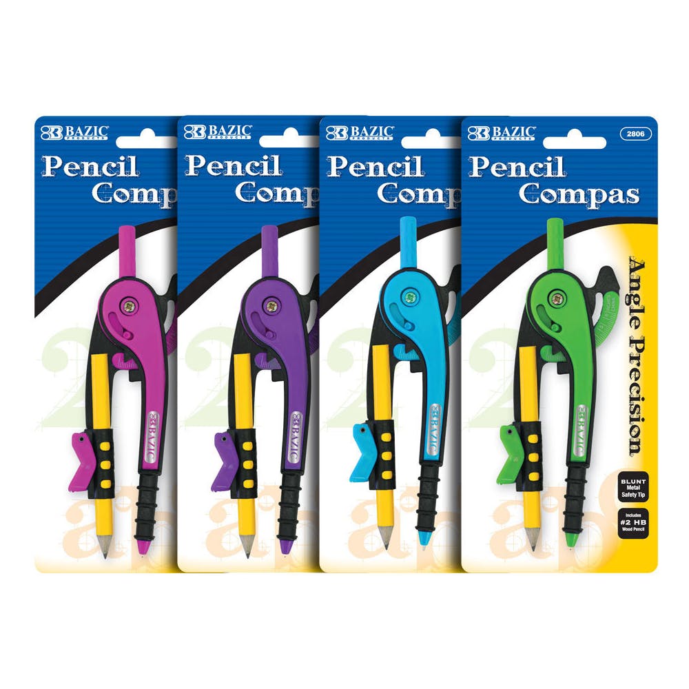 Math Compasses - Scale Arm #2 Pencil Included Assorted Colors 3
