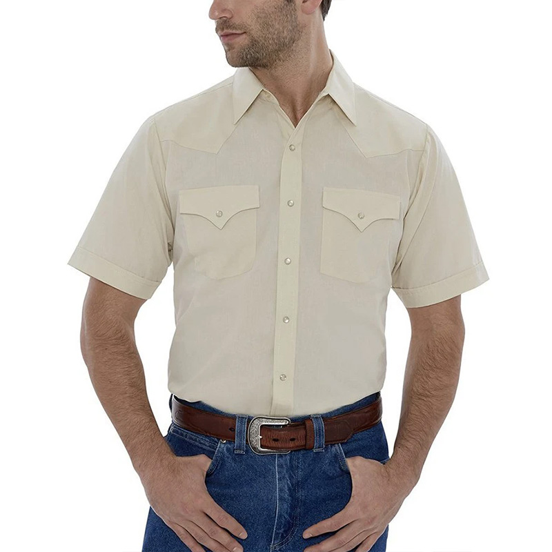 ELY Short Sleeve Solid Western Shirt 10