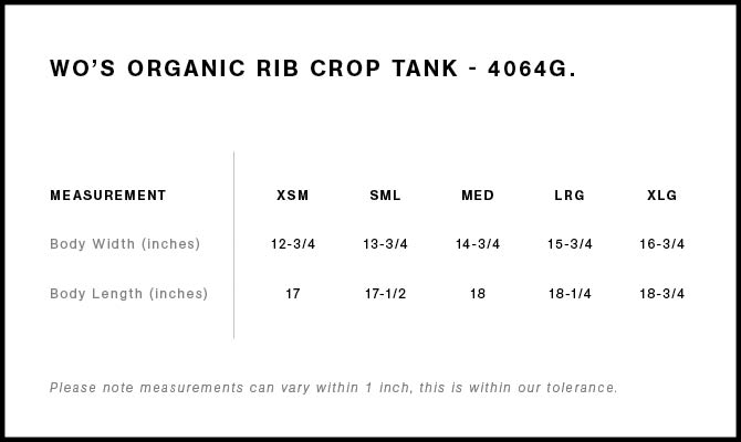 Wo's Organic Rib Crop Tank | 4064G 69