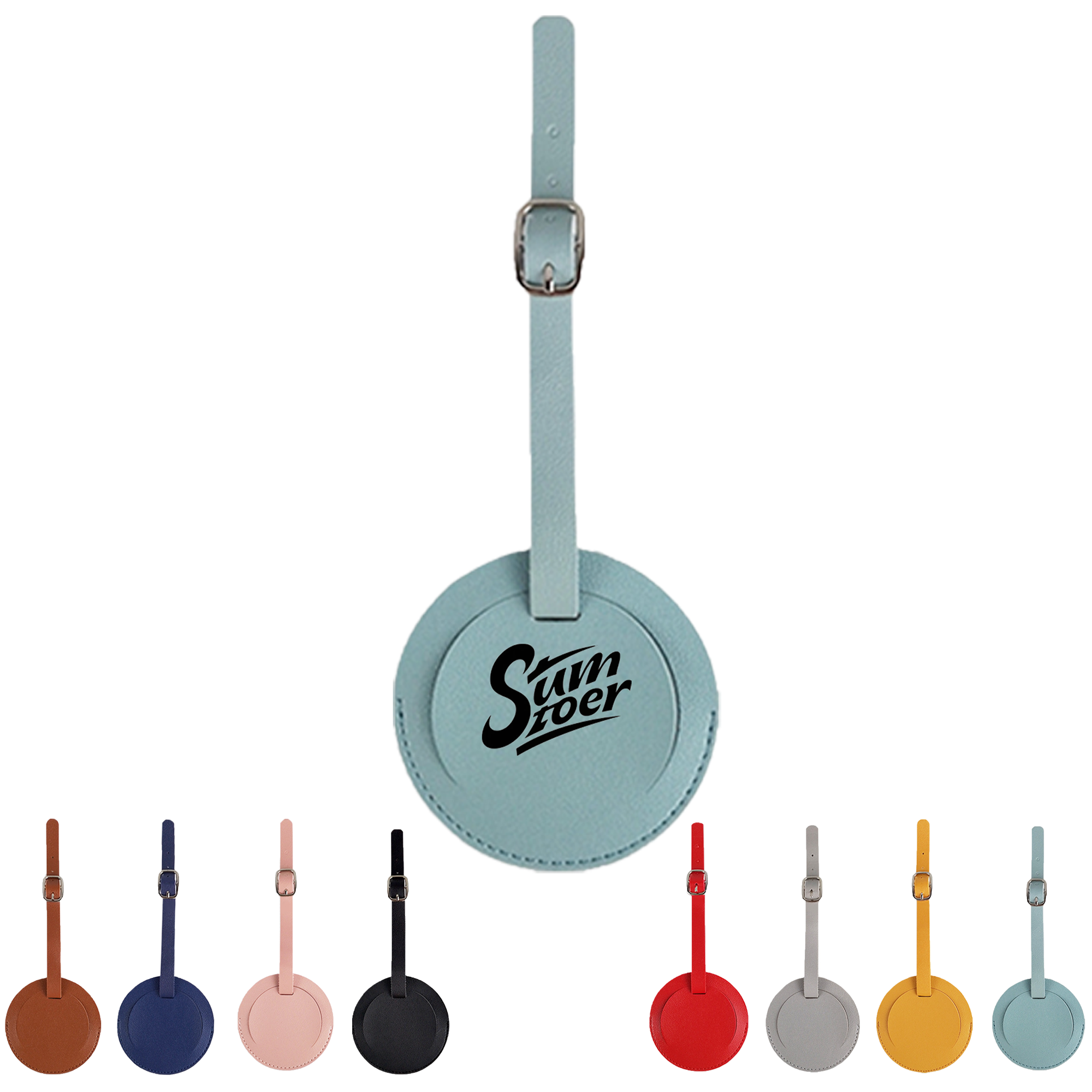 Leather Luggage Tag Round Shape 4