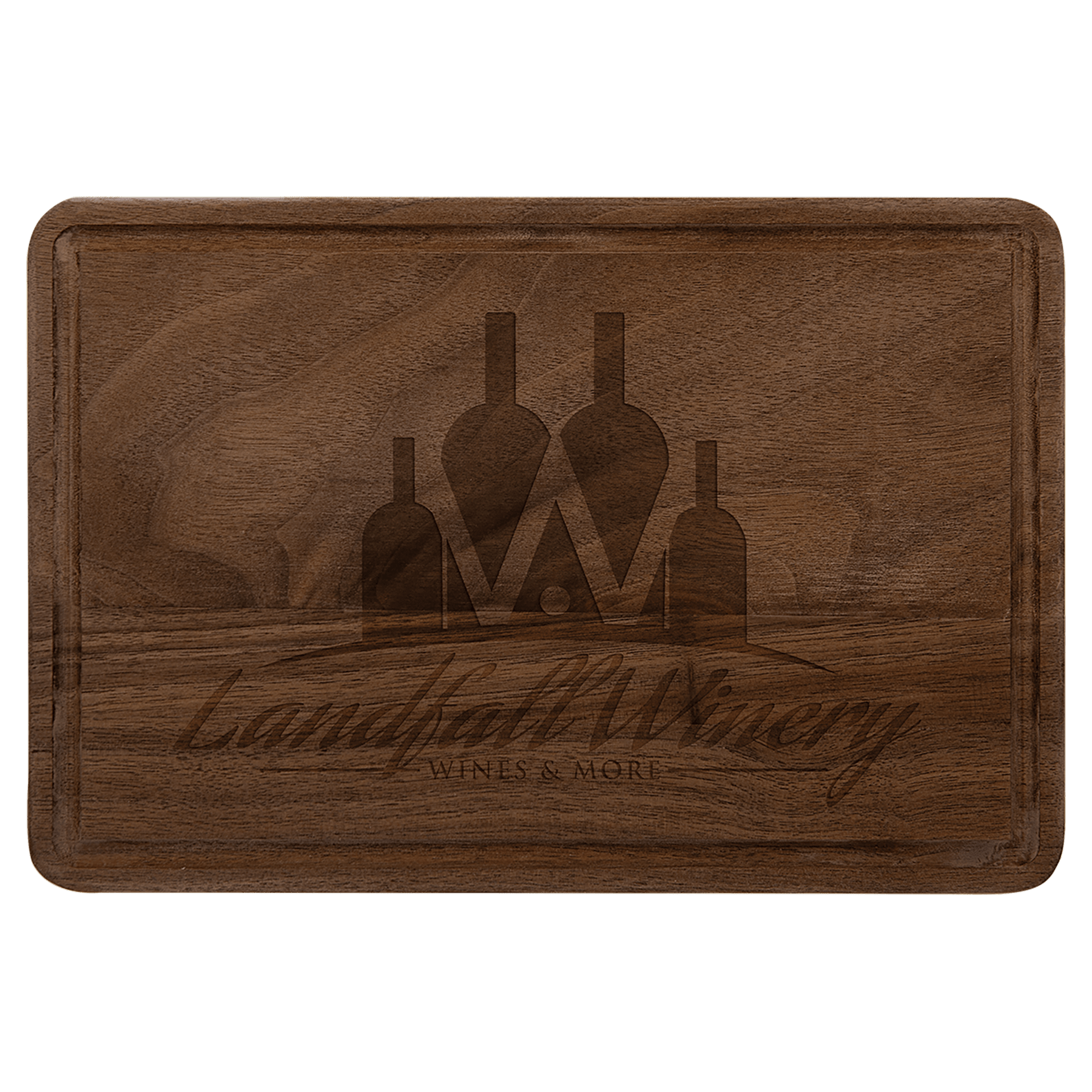9" x 6" Multi Brown Walnut Cutting Board with Drip Ring