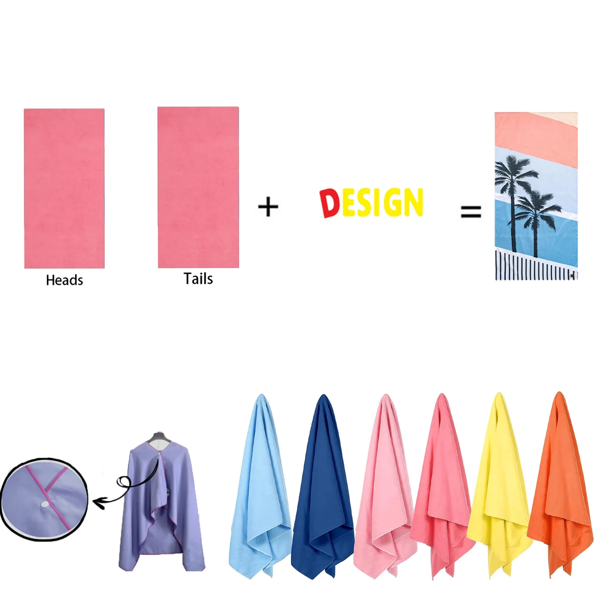 Customizable Full Color Microfiber Quick Drying Beach Towel