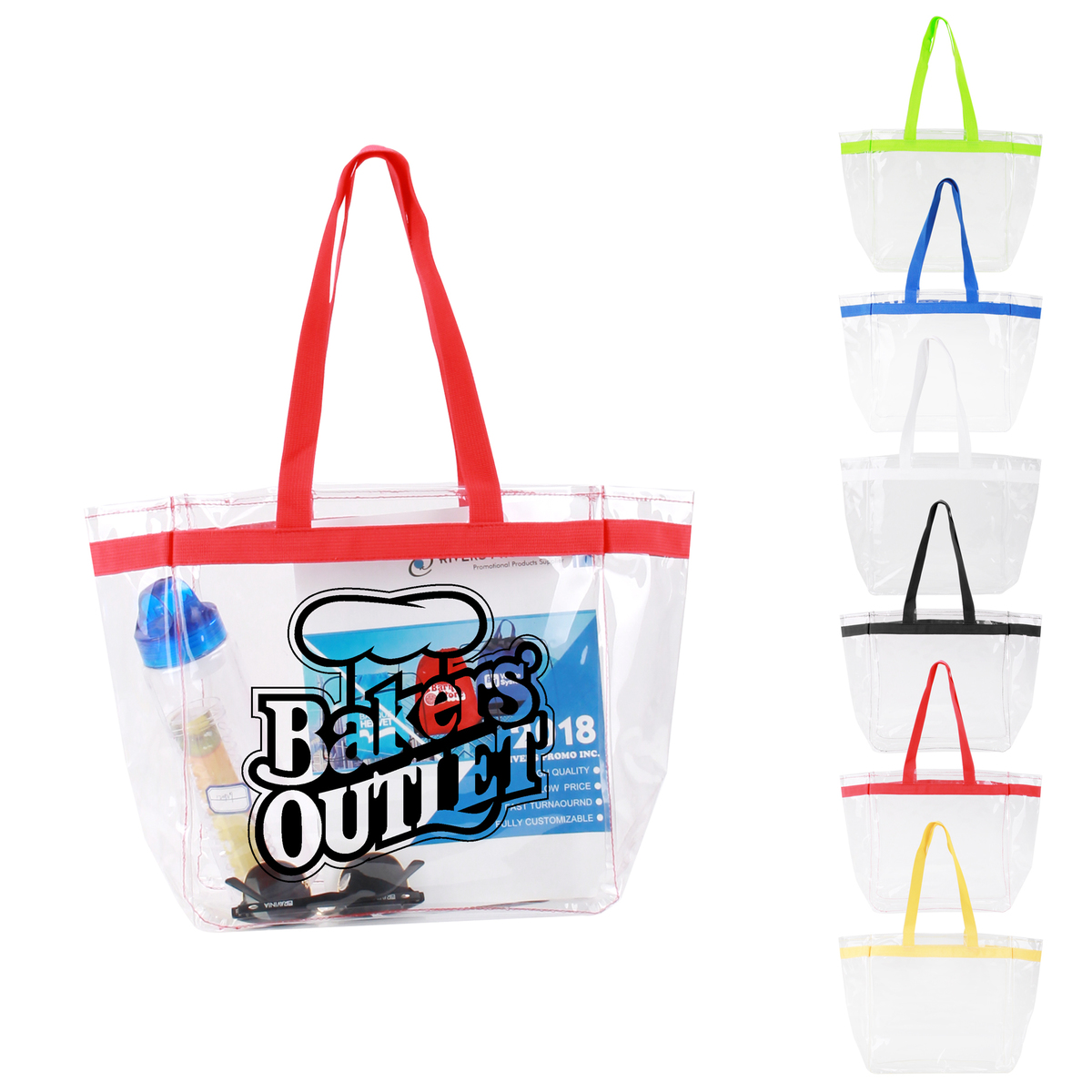 Color Handles Clear Plastic Tote Bags