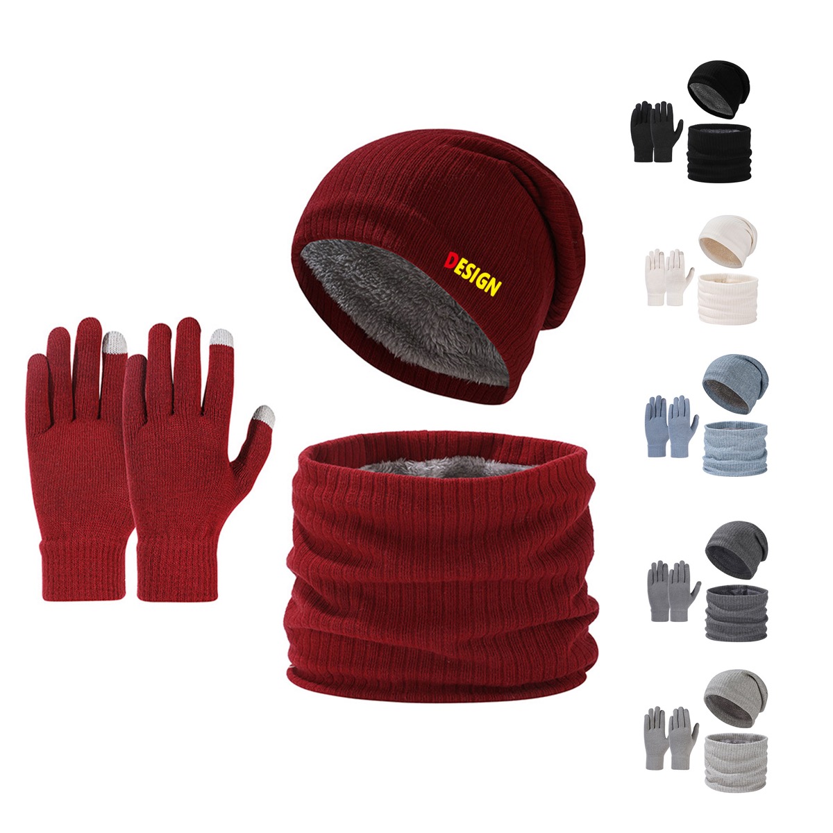 Thickened Cold - Proof Beanie Neck Warmer Gloves Trio 3