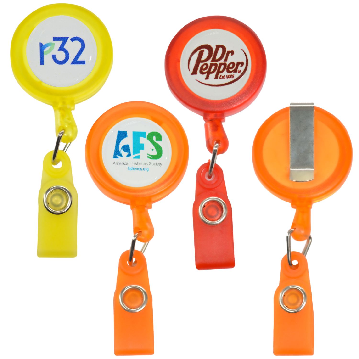 Round Transparent Badge Reel Holder w/ Match Color String & Strap